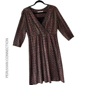 PERUVIAN CONNECTION | NWOT MARGAUX DRESS SURPLICE V-NECKLINE PIMA COTTON MEDIUM